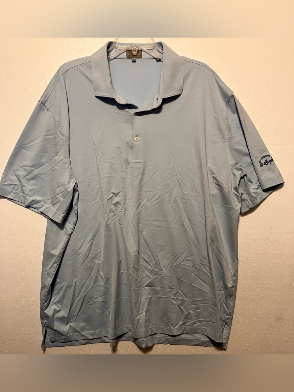 Men's Fennec 2XL Light Blue Short Sleeve Polo Shirt with Logo on sleeve